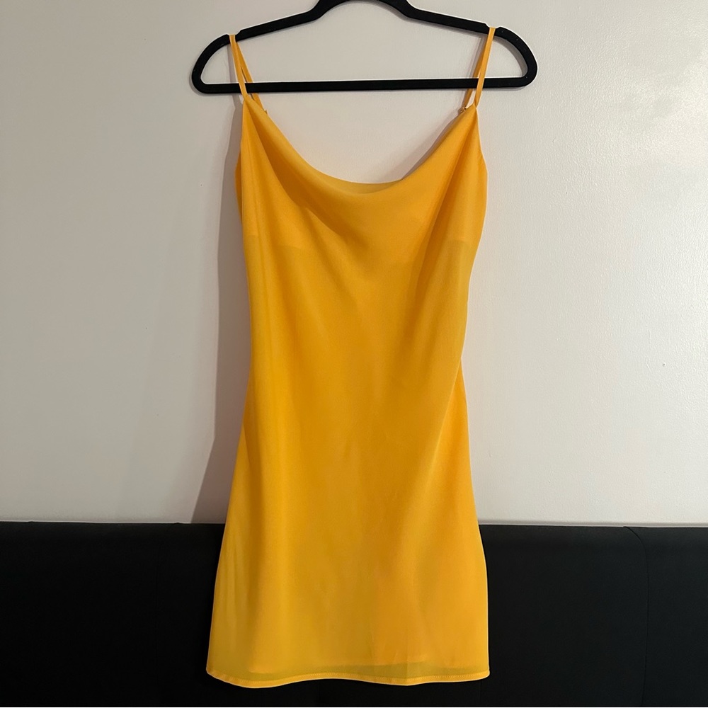 Yellow Cowl Slip Mini Dress • NWOT